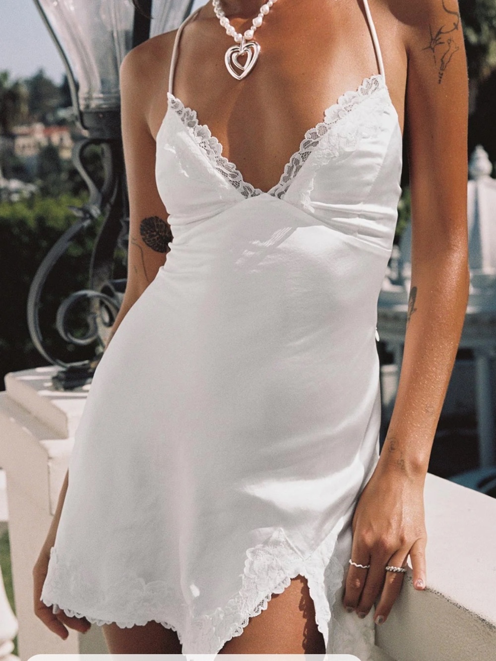 Princess Polly White Lace Trim Slip Dress